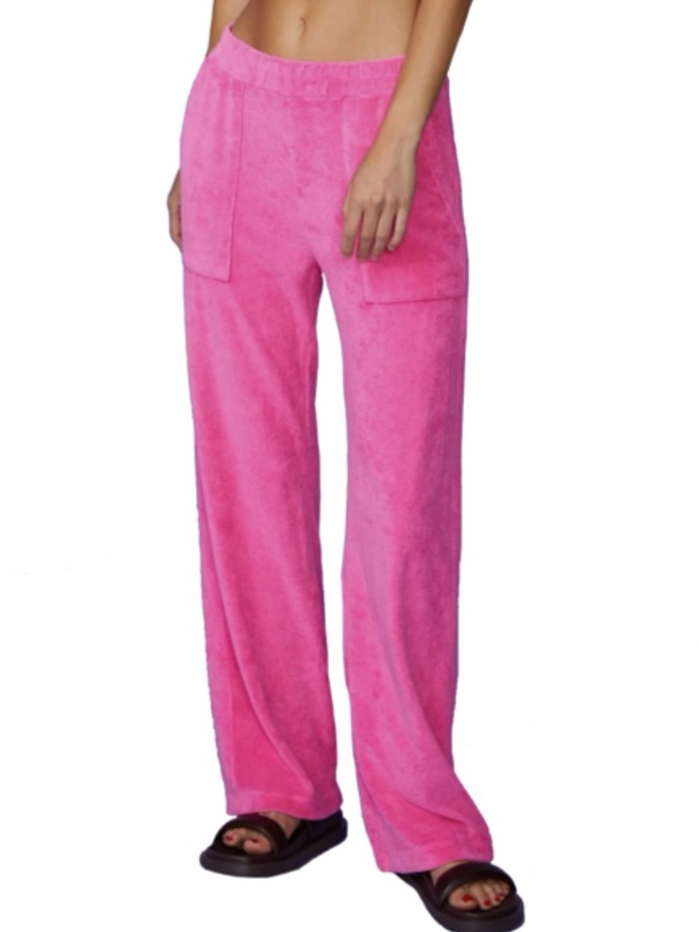 Monrow Terry Cloth Patch Pocket Pant Pink XL